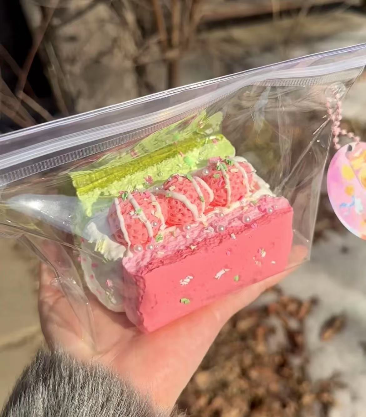 Strawberry Matcha Cake Made of Food Silicone (Not Real, Don’t Eat It)