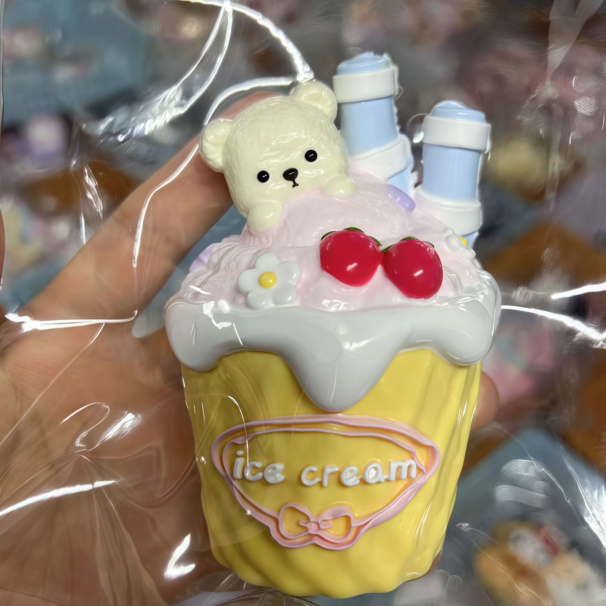 π¨ Adorable Bear Ice - Cream Cup Decor | Cute Desktop Trinket π