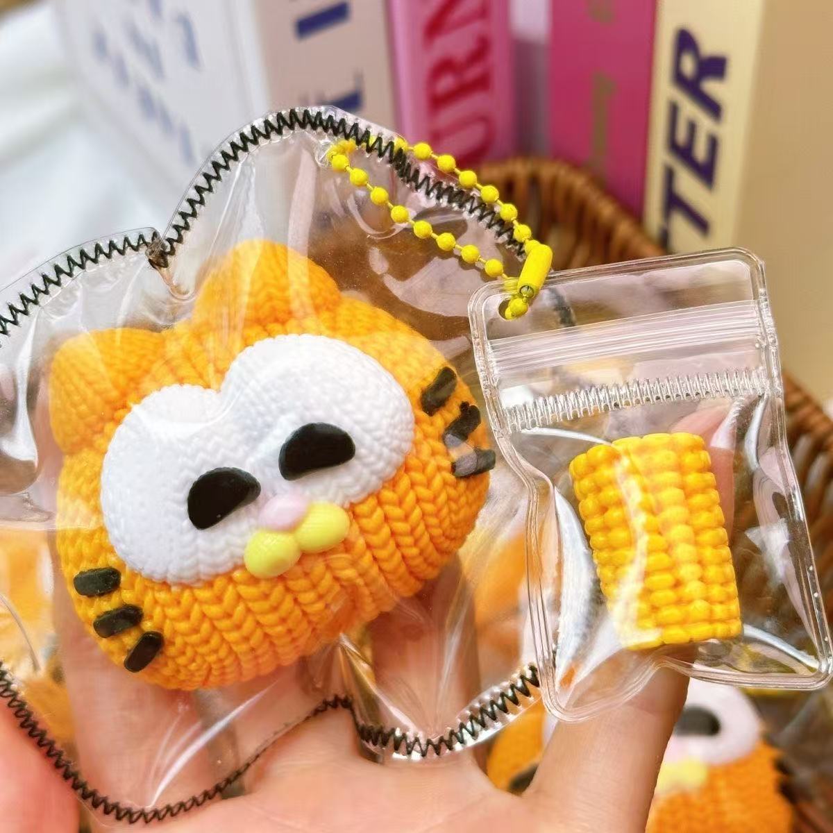 Garfield silicone squeeze toy comes with a corn squeeze toy