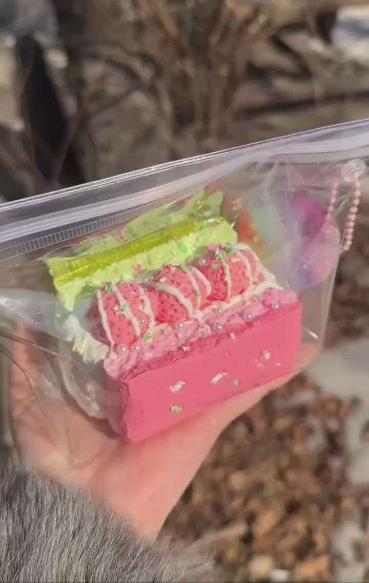 Strawberry Matcha Cake Made of Food Silicone (Not Real, Don’t Eat It)