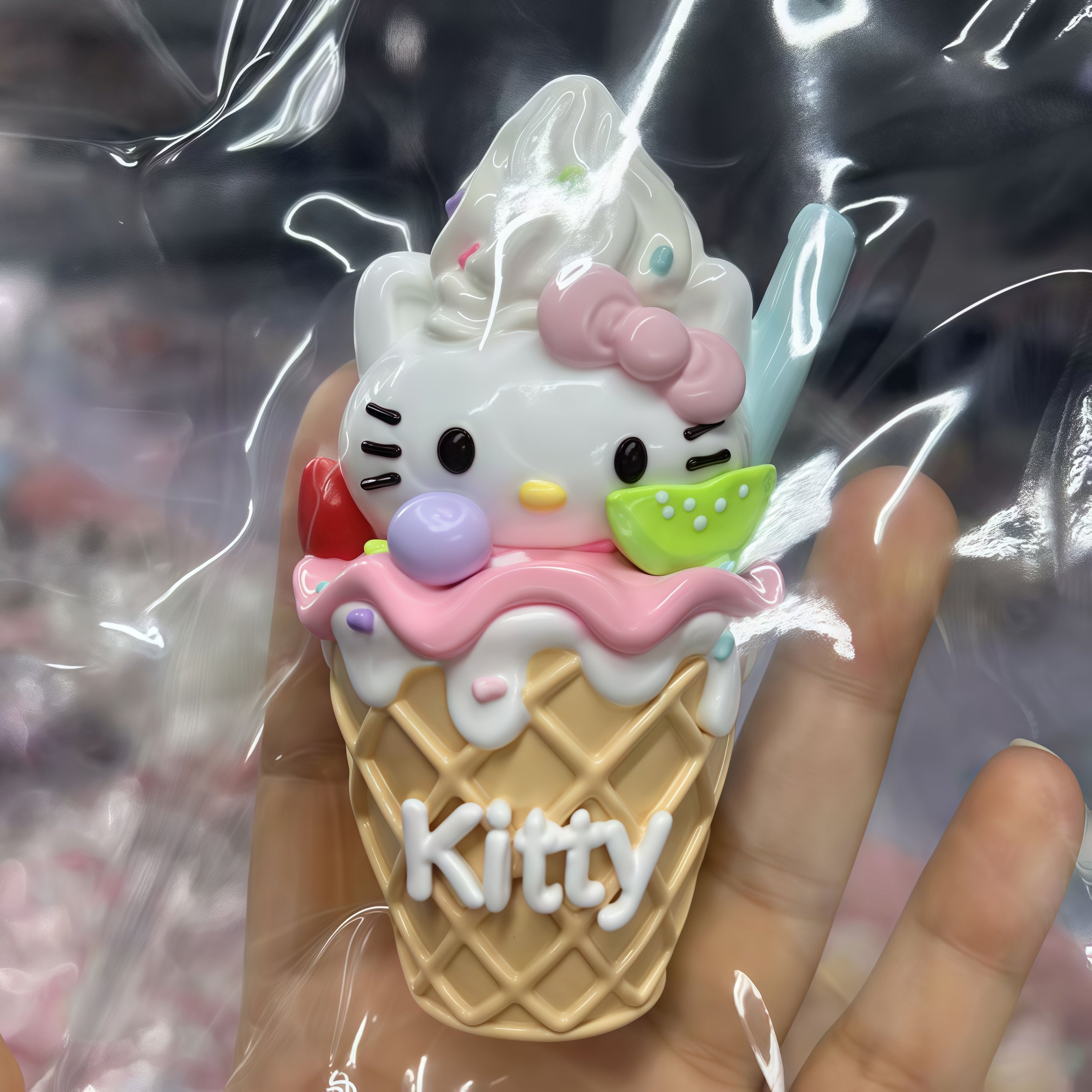 🍦 Hello Kitty Ice Cream Cone Decor | Kawaii Desktop Charm 🍓