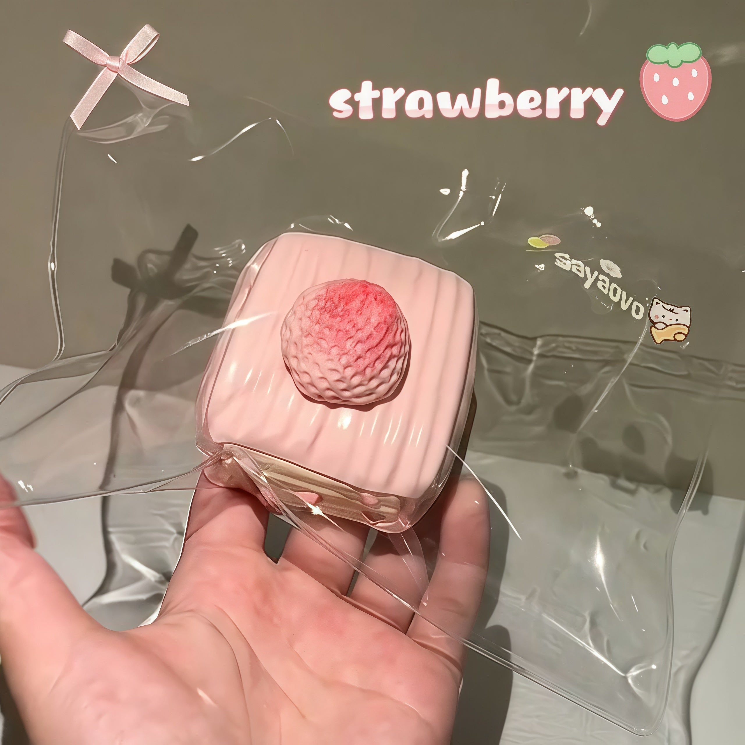 🍓Fluffy Strawberry Cake Squishy: Your Sweet Stress - Buster