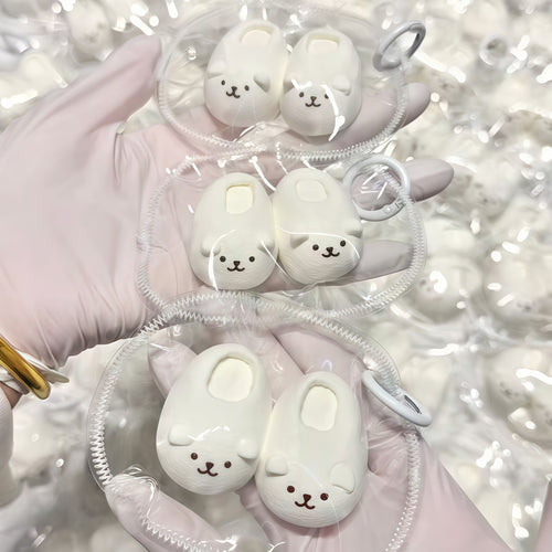 Adorable Bear Slipper Keychains: Squishy Cuteness On - the - Go🐻